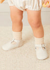 T-Bar Leather Pram Shoes in Ivory (17-20EU) Shoes from Pepa London US