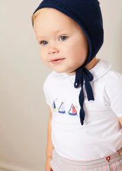 Embroidered Boat Motif Peter Pan Collar Bodysuit in White (1mth-3yrs) Tops & Bodysuits from Pepa London US