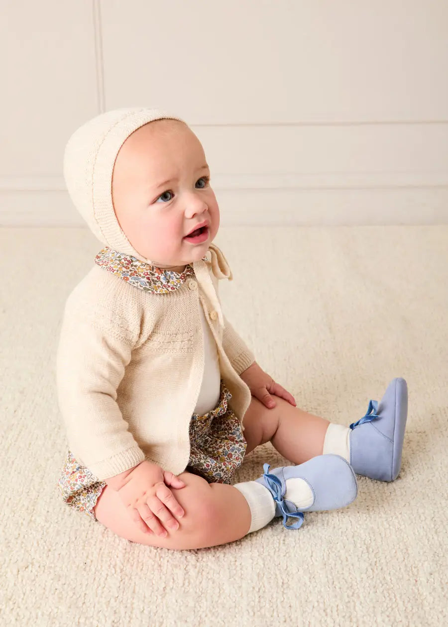 Openwork Trim Detail Cardigan in Cream (1mth-12mths) Knitwear from Pepa London US