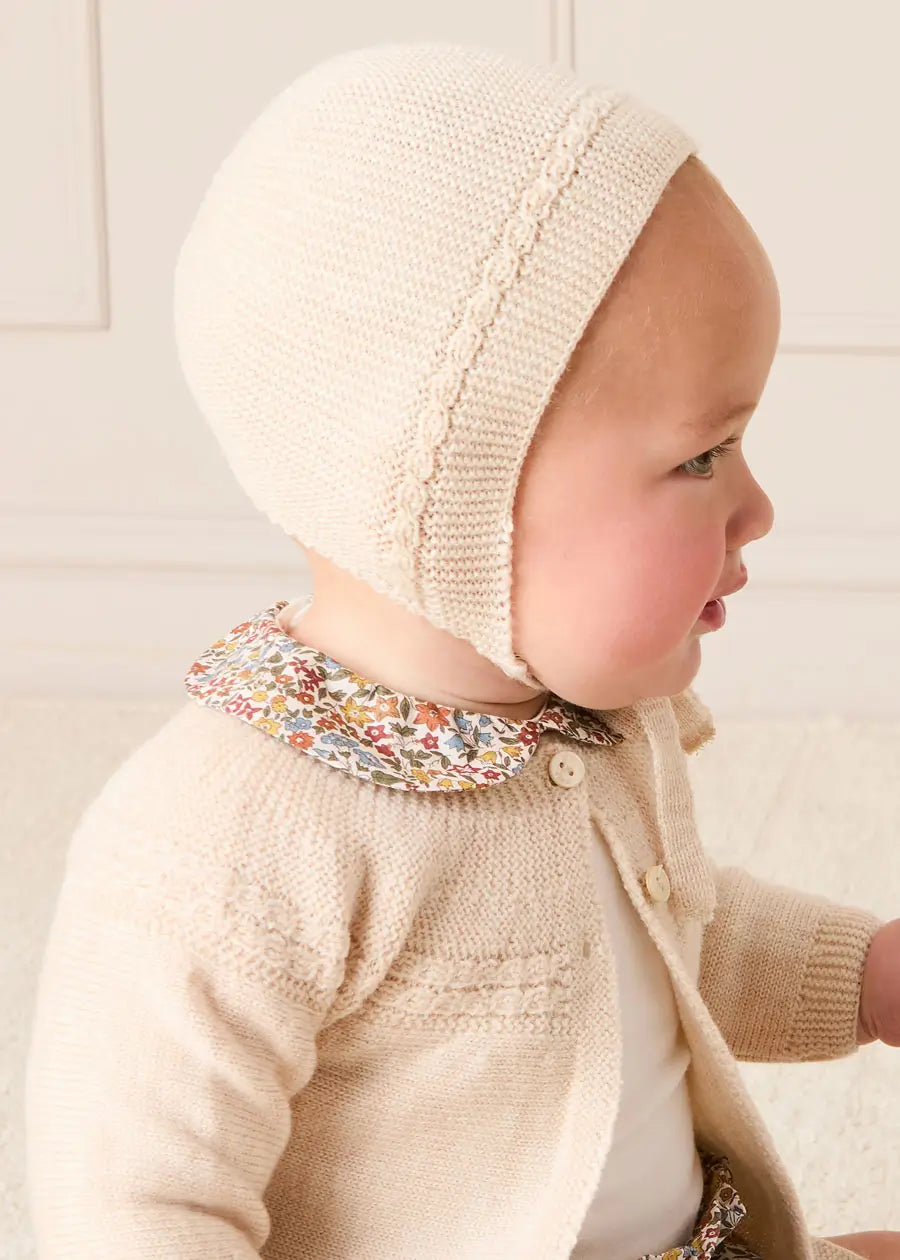 Openwork Trim Detail Cardigan in Cream (1mth-12mths) Knitwear from Pepa London US