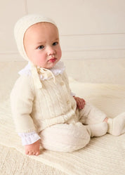 Cashmere Cable Knit Pocket Detail All In One in Cream (1mth-12mths) ALL-IN-ONE from Pepa London US