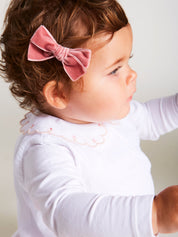 Velvet Medium-Bow Clip in Pink HAIR ACCESSORIES from Pepa London