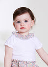 Floral Print Ruffle Collar Bodysuit in Dusty Pink (0mths-2yrs) Tops & Bodysuits  from Pepa London US
