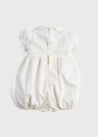 Classic Off-White Blue Hand Smocked Romper (3-18mths) Rompers  from Pepa London US