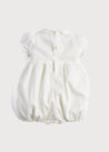 Classic Off-White Blue Handsmocked Romper (3-18mths) Rompers  from Pepa London US
