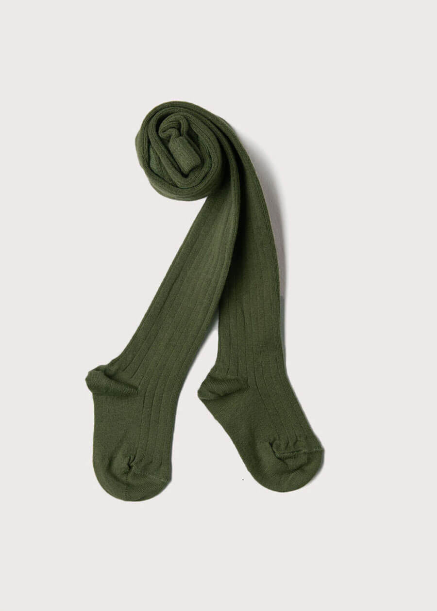 Khaki Ribbed Tights (0mths-8yrs) TIGHTS from Pepa London US
