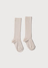 Beige Ribbed Knee-High Socks (3mths-10yrs) Socks from Pepa London US