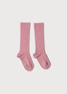 Pink Ribbed Knee-High Socks (3mths-8yrs) Socks  from Pepa London US