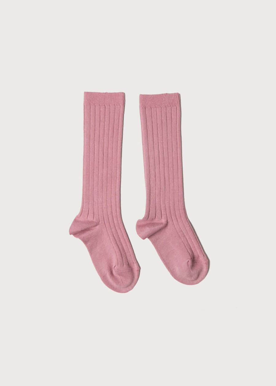 Pink Ribbed Knee-High Socks (3mths-10yrs) Socks from Pepa London US