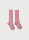 Pink Ribbed Knee-High Socks (3mths-10yrs) Socks from Pepa London US