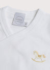 Newborn Side Tie Bodysuit With Rocking Horse Embroidery Beige (1-6mths) Tops & Bodysuits  from Pepa London US