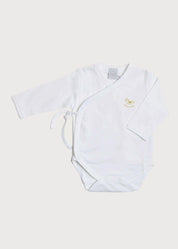 Newborn Side Tie Bodysuit With Rocking Horse Embroidery Beige (1-6mths) Tops & Bodysuits from Pepa London US