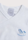 Newborn Side Tie Bodysuit With Rocking Horse Embroidery Blue (1-6mths) Tops & Bodysuits  from Pepa London US