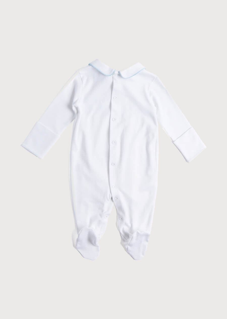 Blue Hand Smocked Cotton All-in-One (1-18mths) NIGHTWEAR from Pepa London US