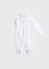 Blue Handsmocked Cotton All-in-One (0-18mths) Nightwear  from Pepa London US