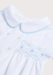 Blue Hand Smocked Cotton All-in-One (1-18mths) Nightwear from Pepa London US