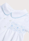 Blue Hand Smocked Cotton All-in-One (0-18mths) Nightwear  from Pepa London US