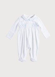 Blue Hand Smocked Cotton All-in-One (1-18mths) NIGHTWEAR from Pepa London US