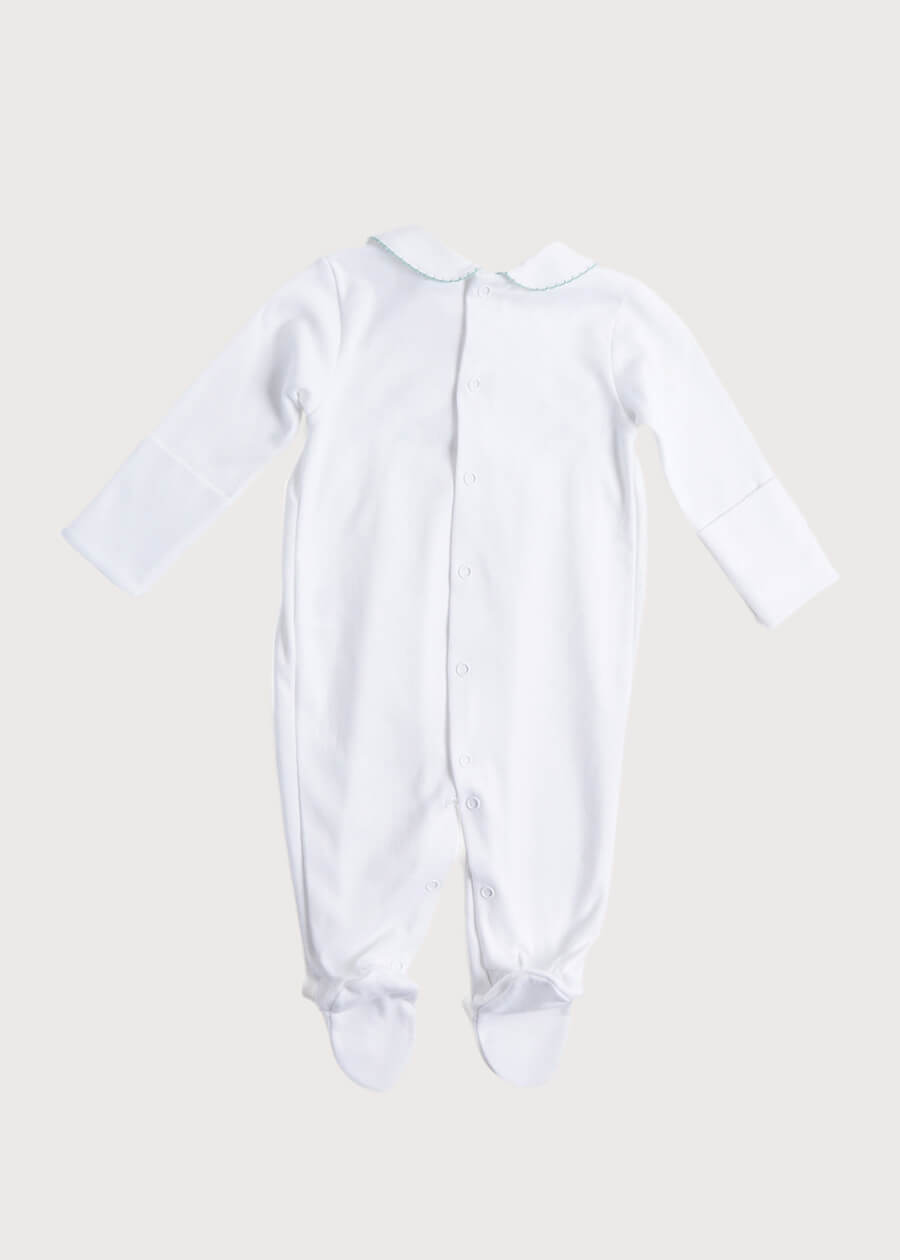 Green Hand Smocked Cotton All-in-One (0-18mths) Nightwear from Pepa London US