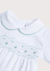 Green Hand Smocked Cotton All-in-One (0-18mths) Nightwear from Pepa London US