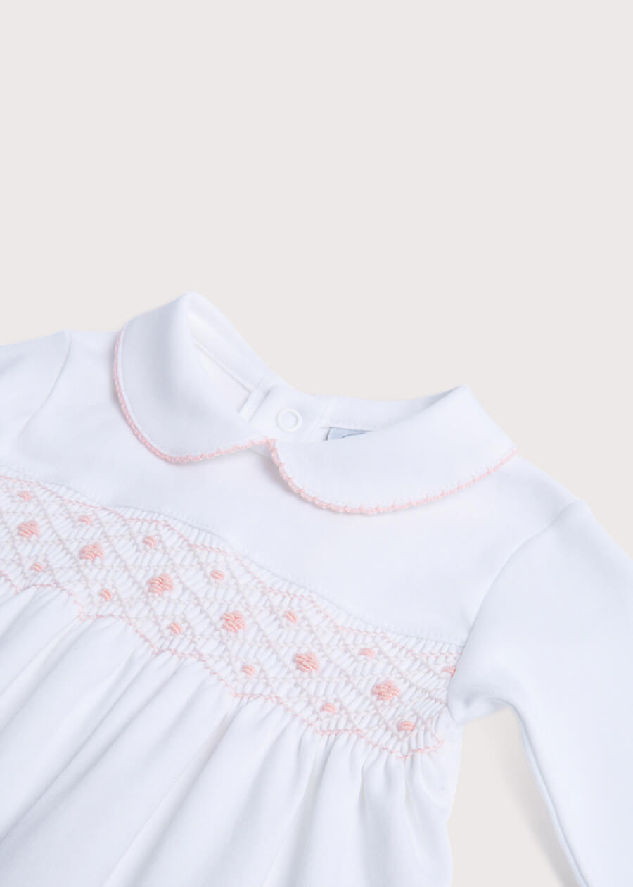 Pink Hand Smocked Cotton All-in-One (0-12mths) Nightwear  from Pepa London US
