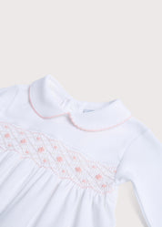 Pink Hand Smocked Cotton All-in-One (0-12mths) Nightwear  from Pepa London US
