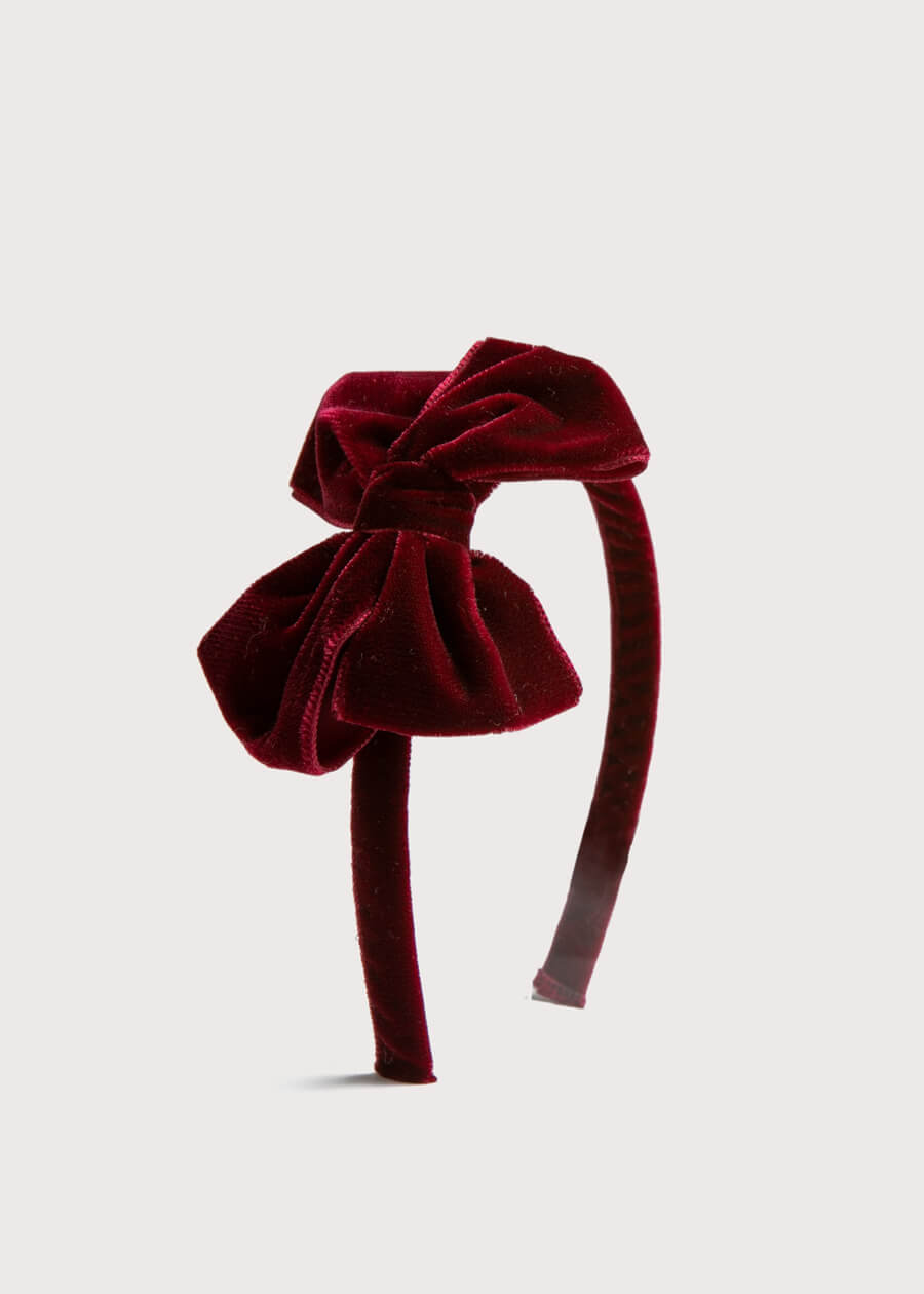 Velvet Hair-Band in Burgundy HAIR ACCESSORIES from Pepa London US