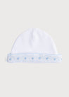 Newborn Hat with Blue Hand Smocked Detail (0-3mths) Accessories  from Pepa London US