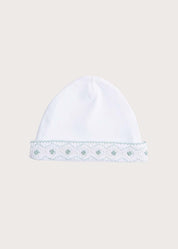 Newborn Hat with Green Hand Smocked Detail (0-3mths) Accessories from Pepa London US