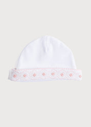 Newborn Hat with Pink Hand Smocked Detail (0-3mths) ACCESSORIES from Pepa London US