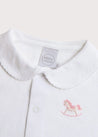 Newborn All-In-One With Rocking Horse Embroidery In Pink (1-6mths) Tops & Bodysuits  from Pepa London US