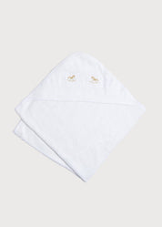 Newborn Towel with Rocking Horse Embroidery In Beige Knitted Accessories  from Pepa London US