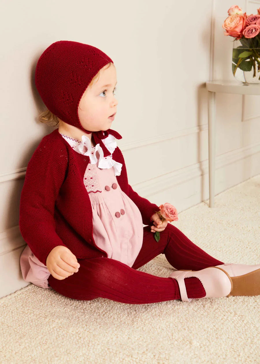 Hand Smocked Double Breasted Long Sleeve Romper in Pink (6mths-2yrs) Rompers from Pepa London US