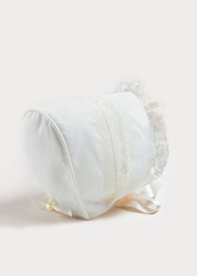 Bespoke Organic Cotton Dress With Shoulder Ribbons and Bonnet Made to order  from Pepa London US