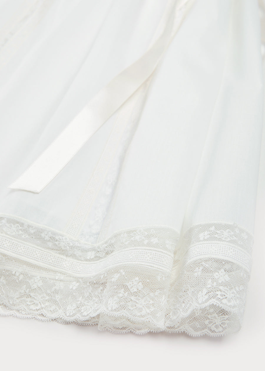 Bespoke Organic Cotton Dress With Shoulder Ribbons and Bonnet Made to order  from Pepa London US