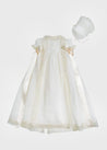 Bespoke Christening Gown with Side Satin Sash and Bonnet Made to order  from Pepa London US