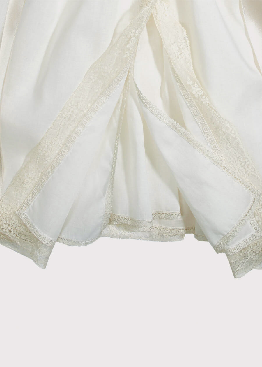 Bespoke Christening Gown with Side Satin Sash and Bonnet Made to order  from Pepa London US
