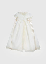 Bespoke Christening Gown with Side Satin Sash and Bonnet MADE TO ORDER from Pepa London US