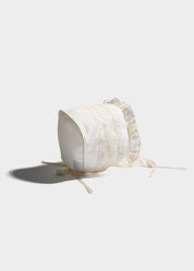Bespoke Christening Gown with Side Satin Sash and Bonnet Made to order  from Pepa London US