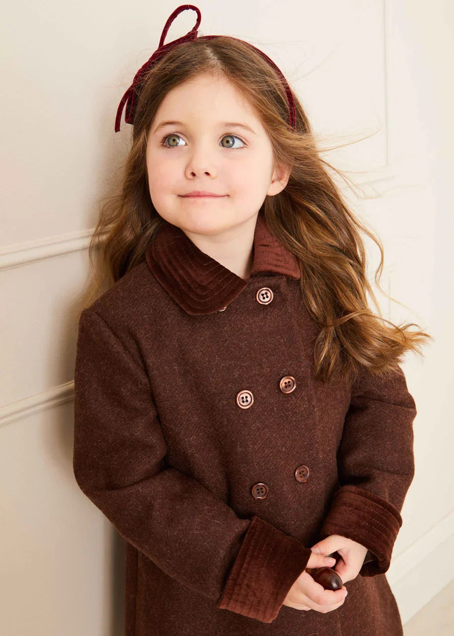 Traditional Double Breasted Coat in Brown (12mths-10yrs) Coats from Pepa London US