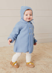 Merino Wool Pom Pom Hat In Blue (S-L) KNITWEAR from Pepa London US