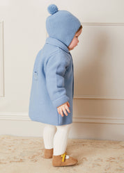 Merino Wool Pom Pom Hat In Blue (S-L) KNITWEAR from Pepa London US