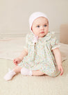 Cordelia Floral Ruffle Collar Short Sleeve Dress in Green Made with Liberty Fabric (1-12m) DRESSES from Pepa London US