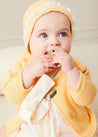 Lace Detail Knitted Bonnet in Tangerine (1-12mths) BONNETS from Pepa London US