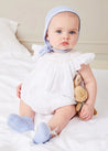 Hand Smocked Sleeveless Romper in White (3-18mths) ROMPERS from Pepa London US