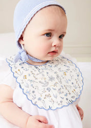 Ellis Rounded Bib with Embroidery in Blue Made with Liberty Fabric ACCESSORIES from Pepa London