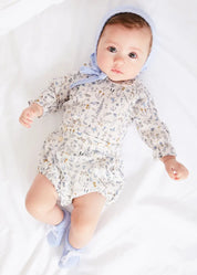 Ellis Floral Long Sleeve Blouse in Blue Made with Liberty Fabric (1-12m) BLOUSES from Pepa London US