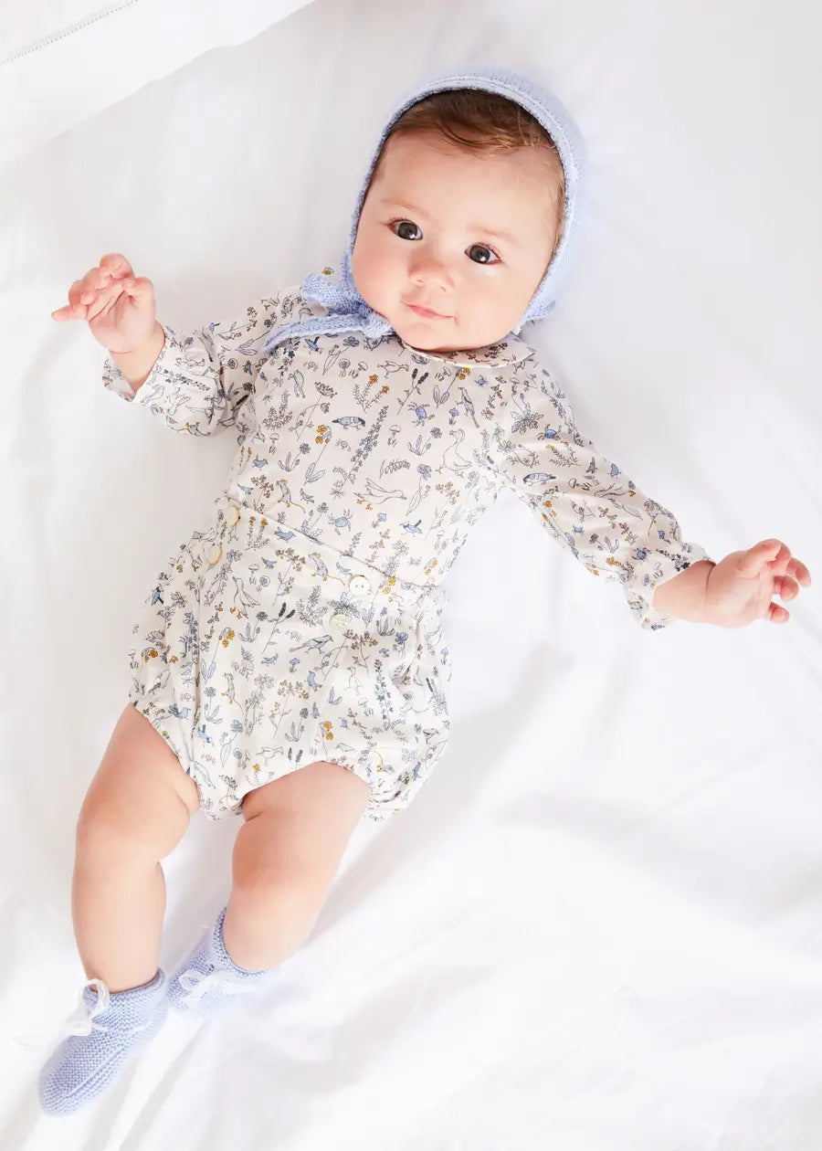 Ellis Floral Long Sleeve Blouse in Blue Made with Liberty Fabric (1-12m) BLOUSES from Pepa London US
