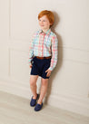 Checked Polo Collar Long Sleeve Shirt in Blue (12mths-10yrs) Shirts  from Pepa London US