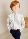 Striped Polo Collar Long Sleeve Shirt in Red (4-10yrs) Shirts  from Pepa London US